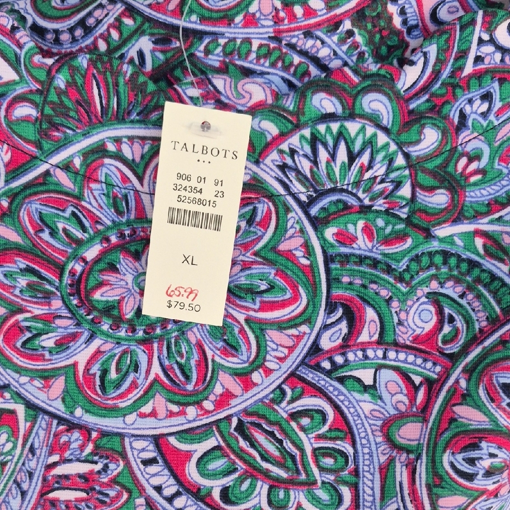Talbots Multicolor Paisley Top - Red, Green, Blue